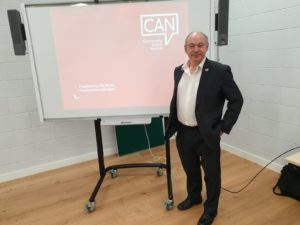 Rik Martin with his whiteboard presentation
